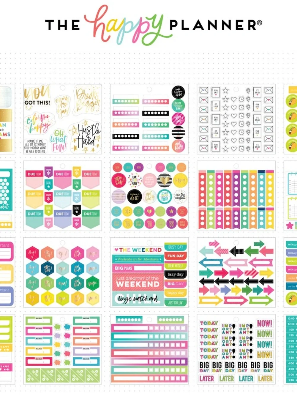 The Happy Planner 540 Piece Planner Accessory Kit Stickers Sticky Notes